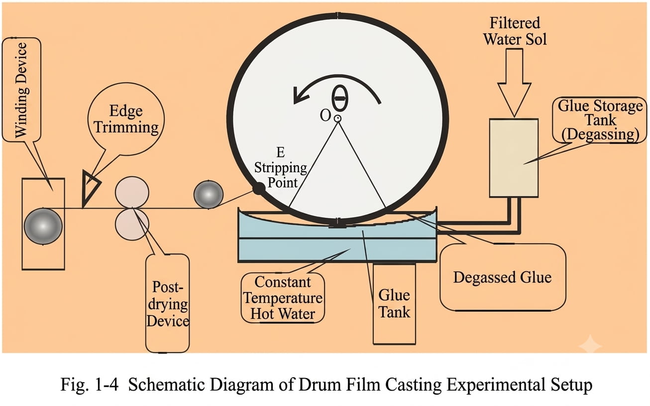 Schematic Diagram of Drum Film Casting Experimental Setup